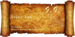 Ivicz Ida névjegykártya